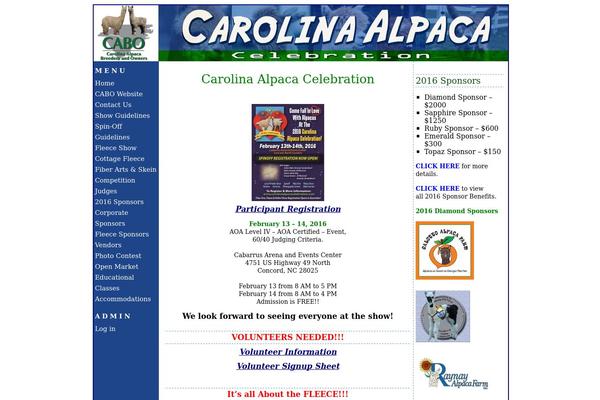 carolinaalpacacelebration.com site used Cabotheme