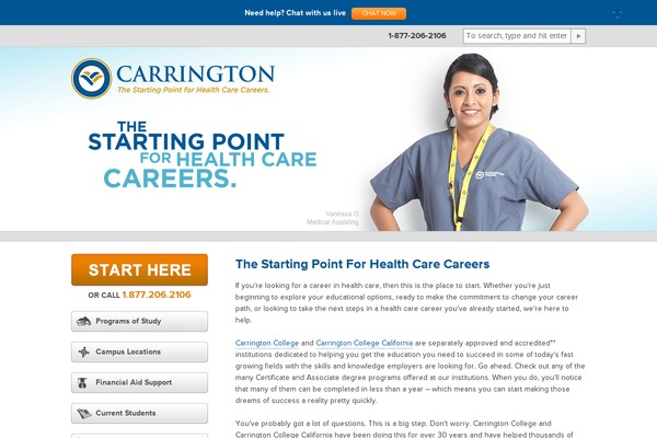 carrington.edu site used Carrington-theme