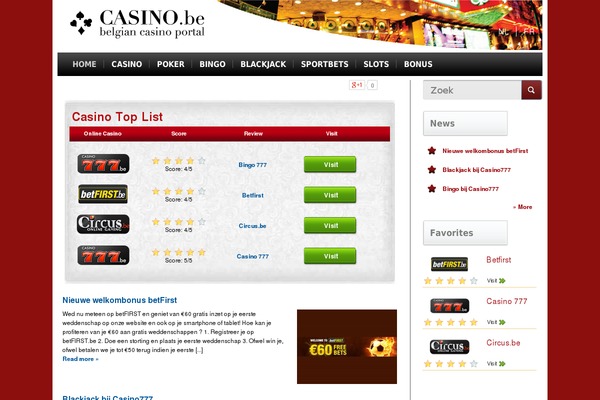 casino.be site used Startics-casino