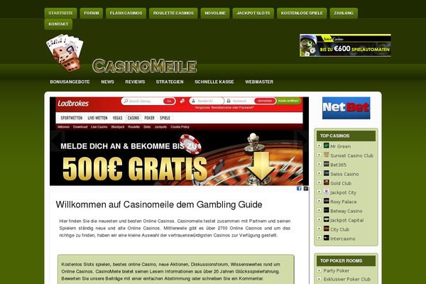 casinomeile.com site used Greendream