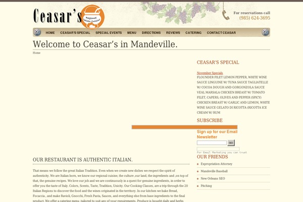 ceasarsmandeville.com site used Restaurant