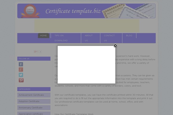 certificatetemplates.biz site used Certificate