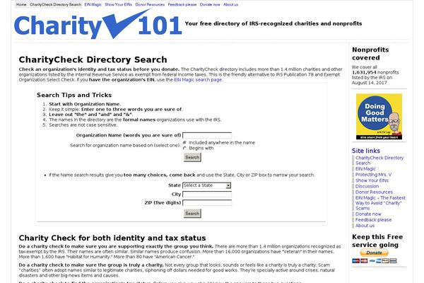 charitycheck101.org site used Basic-charitycheck101