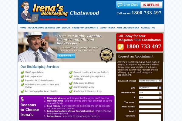 chatswoodbookkeeping.com.au site used Irena