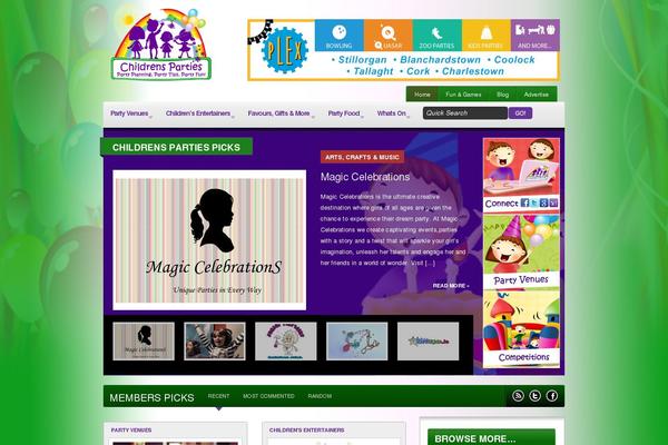 childrensparties.ie site used Continuum