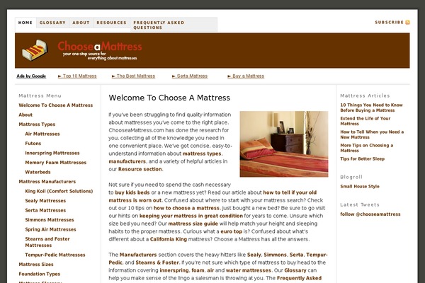 chooseamattress.com site used Thesis 1.6