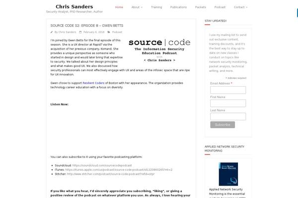 chrissanders.org site used Arcane-pro