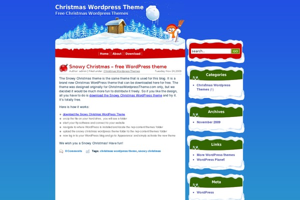 christmaswordpresstheme.com site used Snowychristmaswordpresstheme