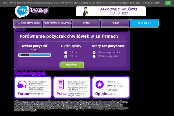 chwilowo.pl site used Chwilowo-theme