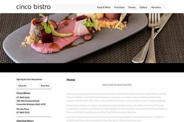cincobistro.com site used Cinco-bistro-theme