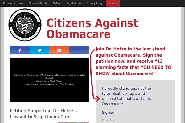 citizensagainstobamacare.com site used Citizens-against-obamacare