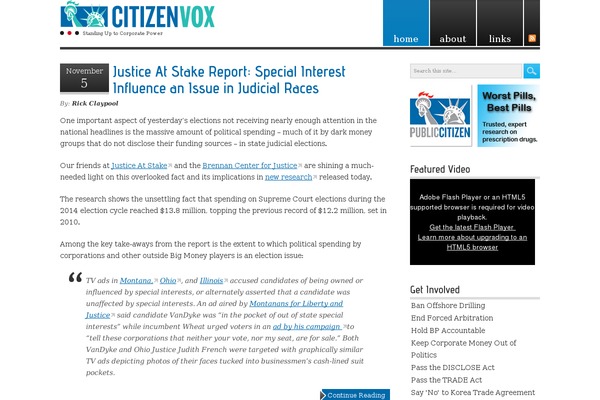 citizenvox.org site used Evolutionary-theme