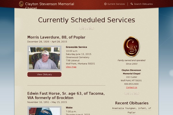 claytonstevensonmemorialchapel.com site used Obituary-reboot