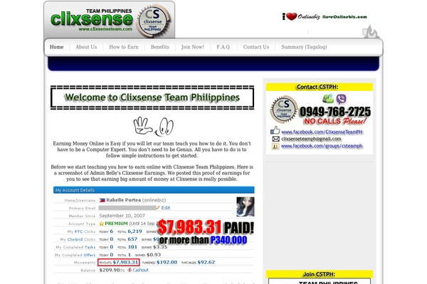 clixsenseteam.com site used Tuxedo