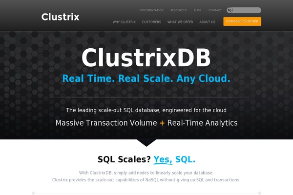 clustrix.com site used Mariadb-sage