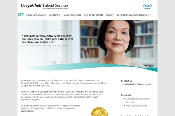 coaguchekpatientservices.com site used Coaguchek