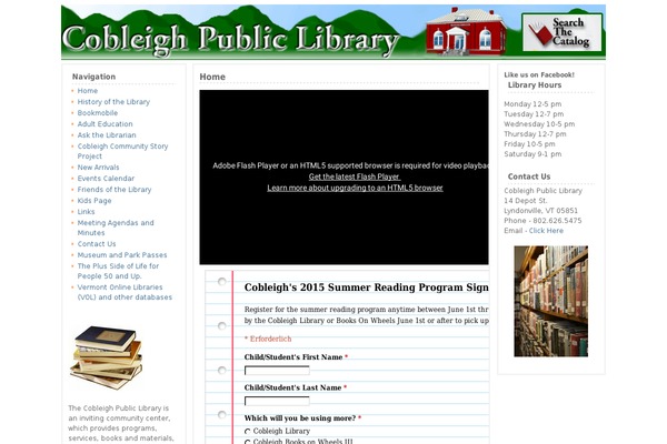 cobleighlibrary.org site used Cobleigh