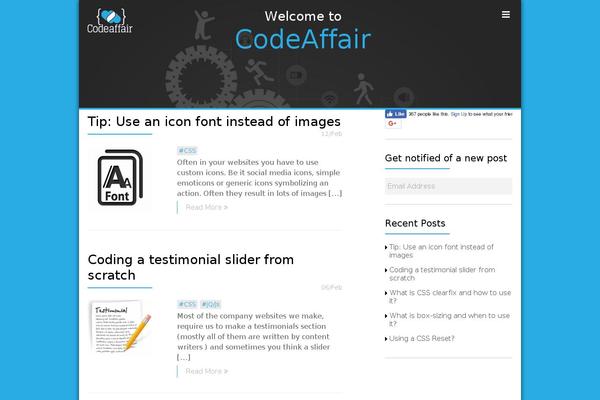 codeaffair.com site used Codeinwp-blog