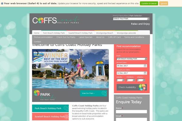 coffscoastholidayparks.com.au site used Coffs-holidays-2014
