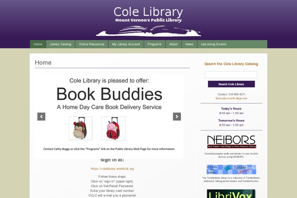colelibrary.org site used Colelibrary