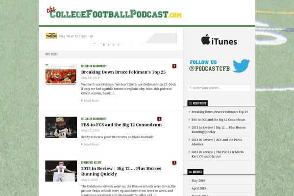 collegefootballpodcast.com site used Newsroom v1.3