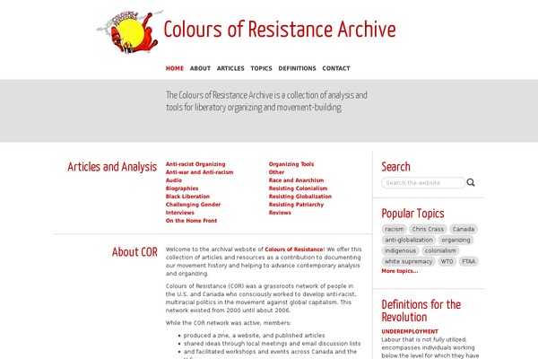 coloursofresistance.org site used Co R