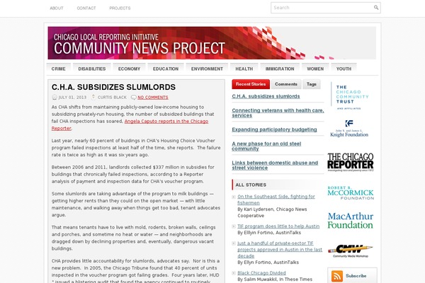 communitynewsproject.org site used Newsfocus