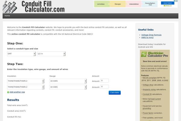 conduitfillcalculator.com site used Robslp