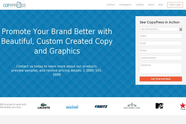 CopyPress theme site design template sample