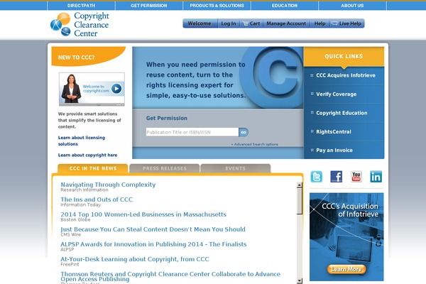 copyright.com site used Copyrightclearancecenter