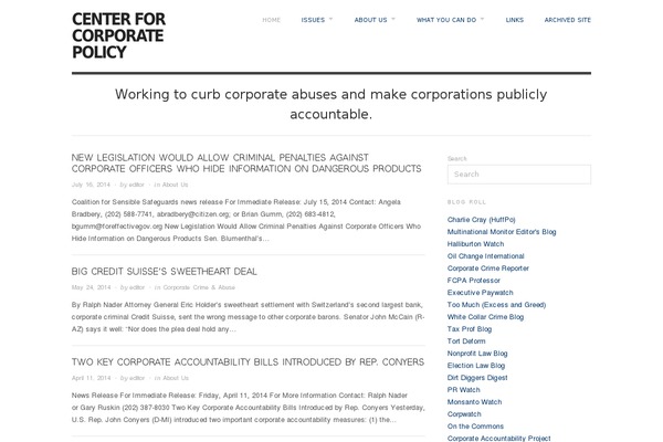 corporatepolicy.org site used Origin