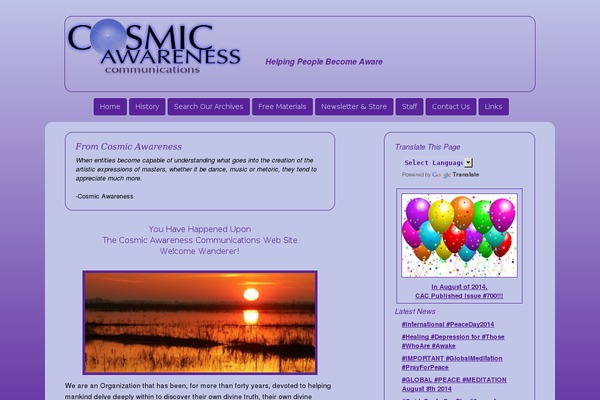cosmicawareness.org site used Cac-2019