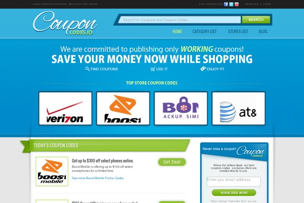 couponcodes.io site used Couponcodes