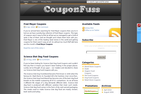 couponfuss.com site used Notso_freshe