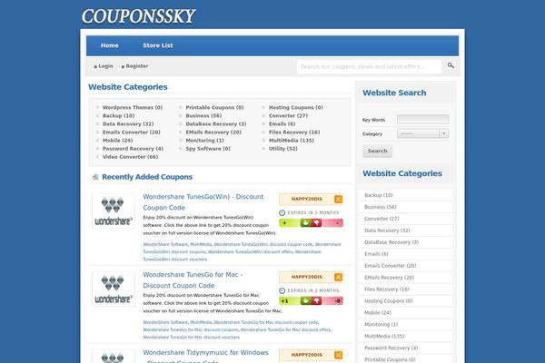 couponssky.com site used Couponpress