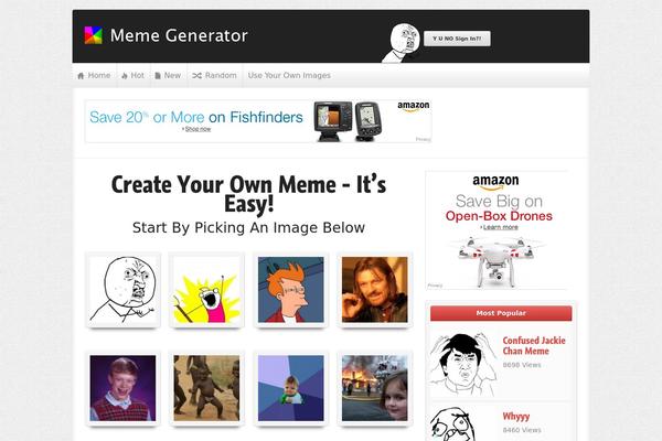 createyourownmemes.com site used Memepress