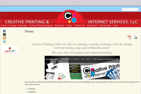 creative-printing.com site used Socialmedia