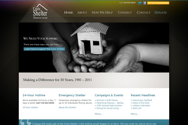 crisisshelter.org site used Crisisshelter