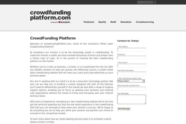 crowdfundingplatform.com site used Clearly Modern