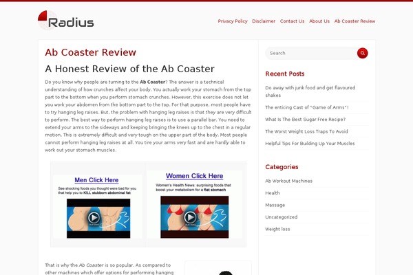 Radius theme site design template sample