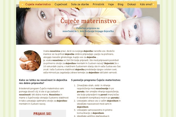 cujecematerinstvo.si site used Mommyblog