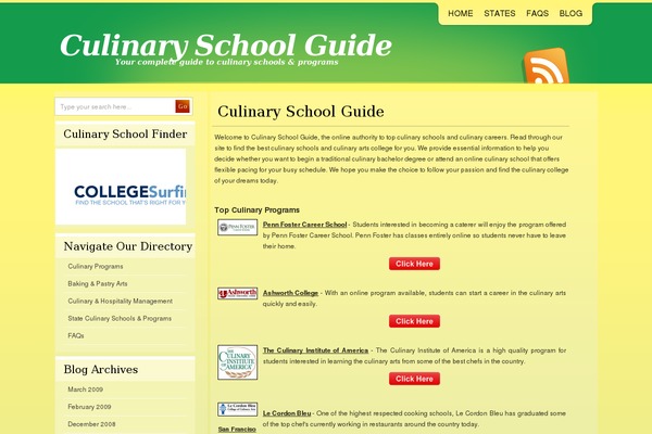 culinaryschoolguide.org site used Greenyello
