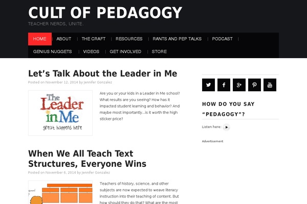 cultofpedagogy.com site used Cult-of-pedagogy