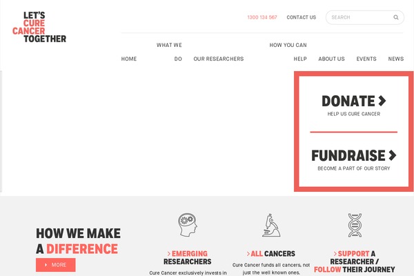 cure.org.au site used Curecancer