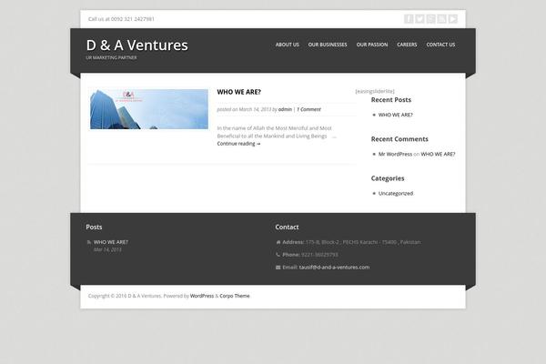 d-and-a-ventures.com site used Corpo