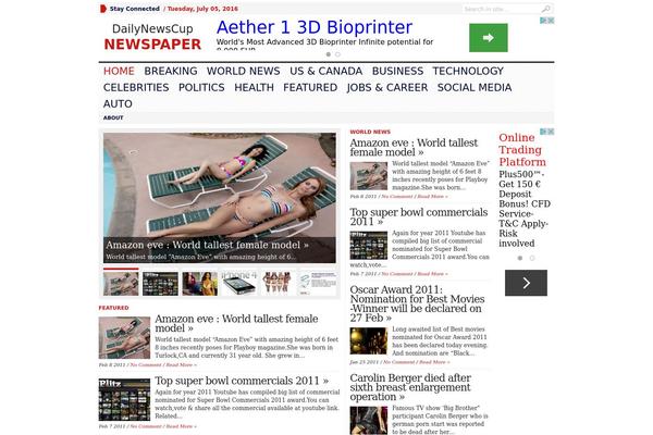 dailynewscup.com site used Customnews