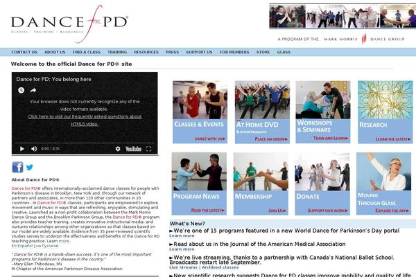danceforparkinsons.org site used Dance-for-pd