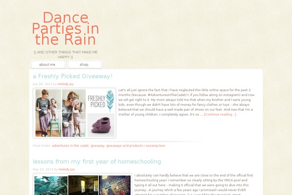 dancepartiesintherain.com site used Craftiness Child Theme