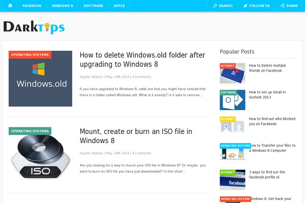 darktips.com site used Twenty Sixteen