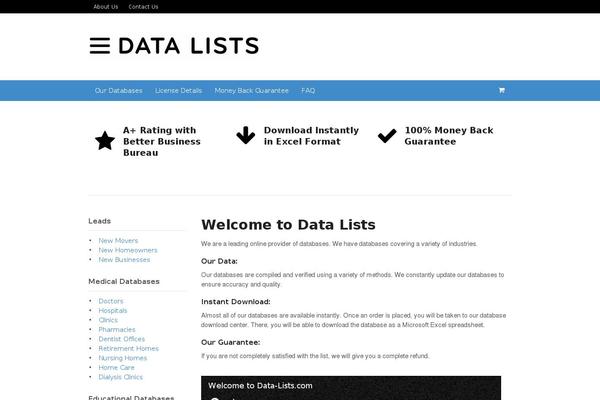 data-lists.com site used Data-lists-child-theme